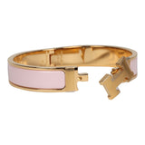 Hermes Clic Clac H Bracelet PM Rose Candeur Enamel Gold Hardware