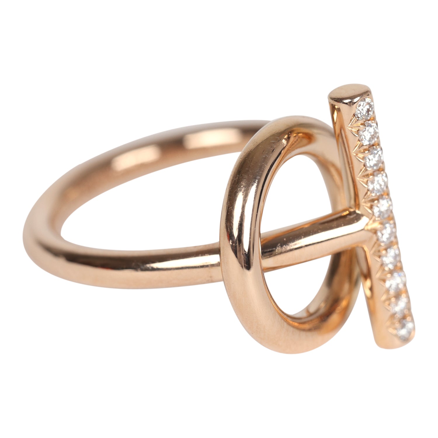 Hermes Echappee PM Ring 18K Rose Gold & Diamonds