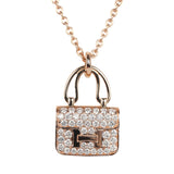 Hermes Amulettes Constance Pendant Necklace Diamonds 18K Rose Gold Hardware