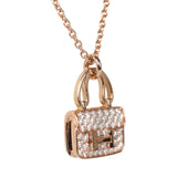 Hermes Amulettes Constance Pendant Necklace Diamonds 18K Rose Gold Hardware