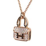 Hermes Amulettes Constance Pendant Necklace Diamonds 18K Rose Gold Hardware