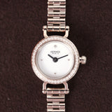 Hermes Faubourg Watch Mini White Lacquered 18K White Gold Hardware & Diamonds