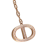 Hermes Collier Chaine D'Ancre Contour Pendant GM Necklace 18K Rose Gold & Diamonds