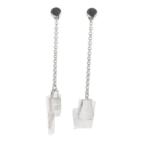 Hermes Kelly Clochette Earrings Diamonds and White Gold Hardware