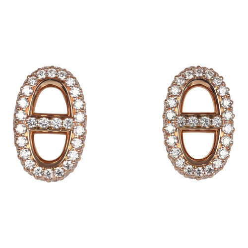 Hermes Farandole Earrings Diamonds and 18K Rose Gold Hardware