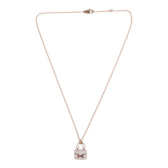 Hermes Amulettes Constance Pendant Necklace Diamonds 18K Rose Gold Hardware