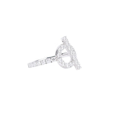 Hermes Finesse Ring Diamonds and 18K White Gold Hardware