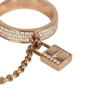 Pre-owned Hermes Kelly Cadenas Double Ring 18K Rose Gold & Diamonds