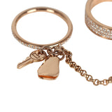 Pre-owned Hermes Kelly Cadenas Double Ring 18K Rose Gold & Diamonds