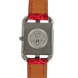 Pre-owned Hermes Cape Cod Watch Large Braise Shiny Alligator Steel Hardware & Diamonds
