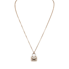 Hermes Amulettes Constance Pendant Necklace Diamonds 18K Rose Gold Hardware