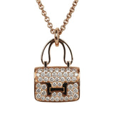 Hermes Amulettes Constance Pendant Necklace Diamonds 18K Rose Gold Hardware