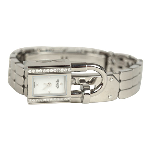 Hermes Kelly Watch Mini Model 16mm Stainless Steel Hardware & White Diamonds