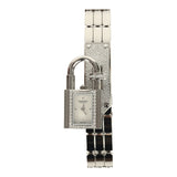 Hermes Kelly Watch Mini Model 16mm White Mother of Pearl, Stainless Steel Hardware and White Diamonds - Thumbnail View 1