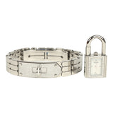 Hermes Kelly Watch Mini Model 16mm White Mother of Pearl, Stainless Steel Hardware and White Diamonds - Thumbnail View 3