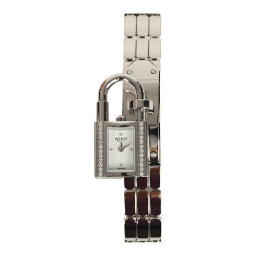Hermes Kelly Watch Mini Model 16mm Stainless Steel Hardware & White Diamonds