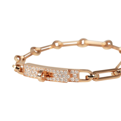 Hermes Kelly Chaine Bracelet PM 18K Rose Gold Hardware & Diamonds