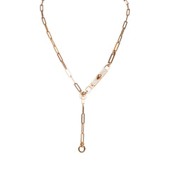 Hermes Kelly Chaine Lariat Necklace PM 18K Rose Gold Hardware & Diamonds