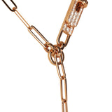 Hermes Kelly Chaine Lariat Necklace PM 18K Rose Gold Hardware & Diamonds