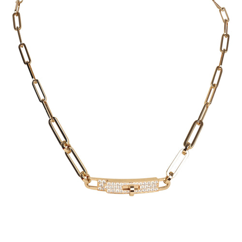 Hermes Small Kelly Chaine Choker Necklace Diamonds 18K Yellow Gold