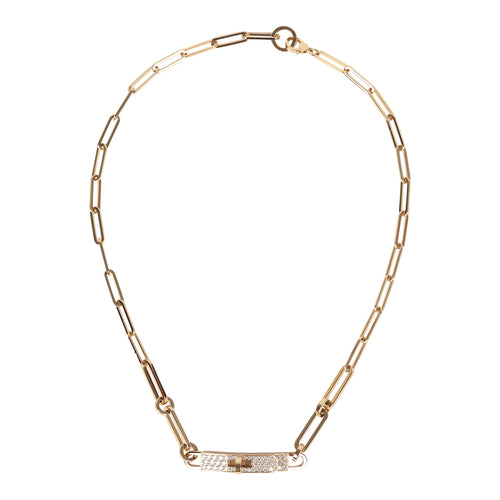 Hermes Small Kelly Chaine Choker Necklace Diamonds 18K Yellow Gold