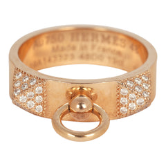 Pre-owned Hermes Collier de Chien Ring PM 18K Rose Gold, Diamonds