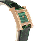 Pre-owned Hermes Heure H Watch S Vert Shiny Alligator, Malachite, Diamonds, Rose Gold - Thumbnail View 8