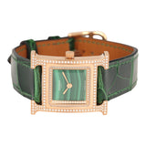 Pre-owned Hermes Heure H Watch S Vert Shiny Alligator, Malachite, Diamonds, Rose Gold - Thumbnail View 7