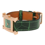 Pre-owned Hermes Heure H Watch S Vert Shiny Alligator, Malachite, Diamonds, Rose Gold - Thumbnail View 4