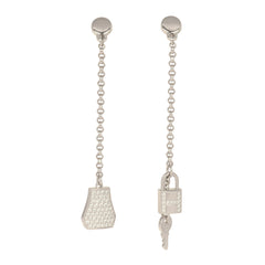 Pre-owned Hermes Kelly Clochette Earrings Diamonds, White Gold