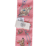 Hermes "Les Cles A Pois" Rose Silk Twilly