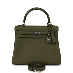 Hermes Kelly Retourne 25 Vert Veronese Togo Palladium Hardware