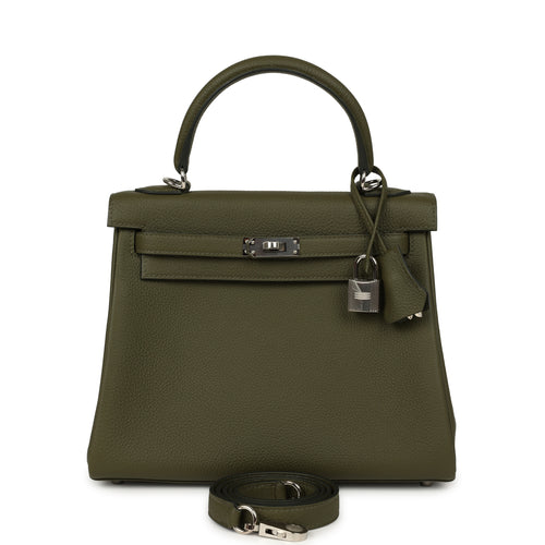 Hermes Kelly Retourne 25 Vert Veronese Togo Palladium Hardware