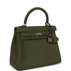 Hermes Kelly Retourne 25 Vert Veronese Togo Palladium Hardware