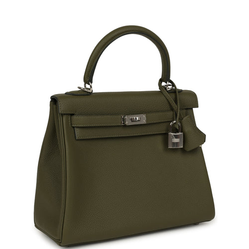 Hermes Kelly Retourne 25 Vert Veronese Togo Palladium Hardware