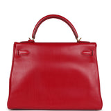 Hermes Kelly Retourne 32 Rouge Vif Tadelakt Gold Hardware