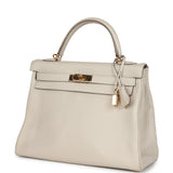 Pre-owned Hermes Kelly Retourne 32 Craie Togo Gold Hardware