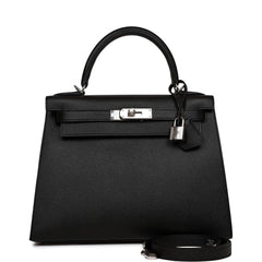 Hermes Kelly Sellier 28 Black Epsom Palladium Hardware