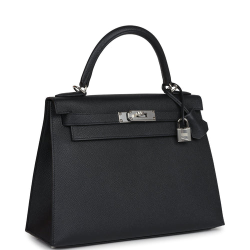 Hermes Kelly Sellier 28 Black Epsom Palladium Hardware
