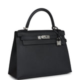 Hermes Kelly Sellier 28 Black Epsom Palladium Hardware