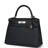 Hermes Kelly Sellier 28 Black Epsom Palladium Hardware