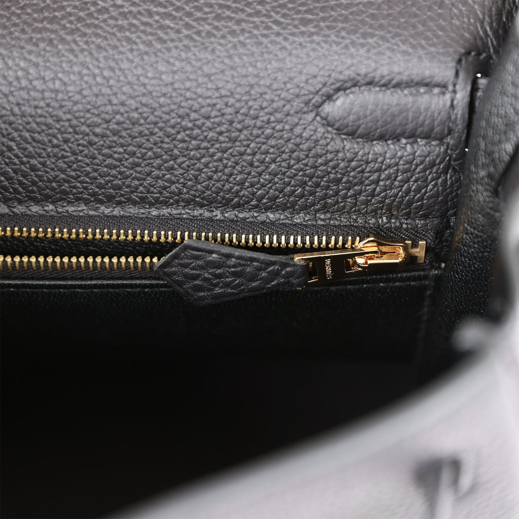 Hermès Togo Retourne Kelly 25 Noir Gold Hardware with Full Set