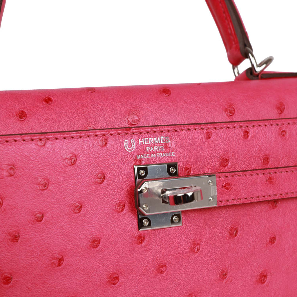 Hermes Special Order (HSS) Kelly Sellier 25 Rose Tyrien Verso Ostrich Palladium Hardware - Payment 2