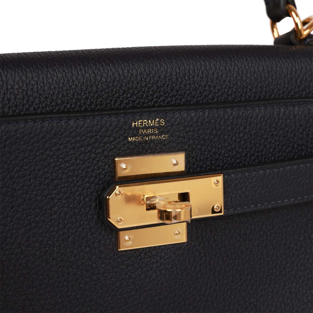 Hermes Kelly Retourne 28 Etain Togo Gold Hardware Grey Madison Avenue Couture