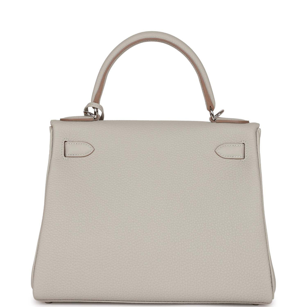 Hermès Kelly Gris Perle and White Dalmatian Retourne 35 Palladium Hardware, 2001 (Very Good), White/Silver Womens Handbag