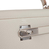 Hermès Kelly 25 Sellier Gris Perle Box & Vibrato Leather Palladium Har