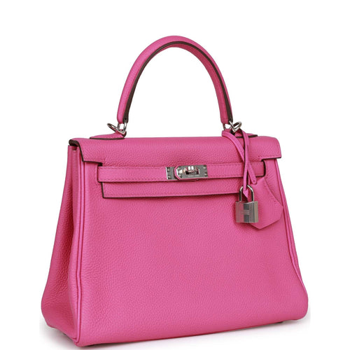 Pre-owned Hermes Kelly Retourne 25 Magnolia Togo Palladium Hardware