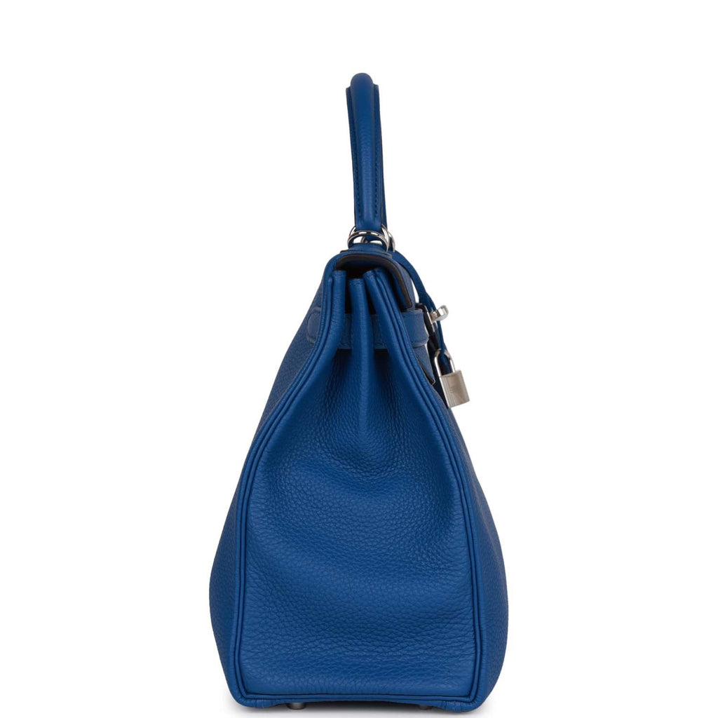Hermes Blue Roi Ostrich Skin Kelly Bag- 32 cm Palladium Hardware
