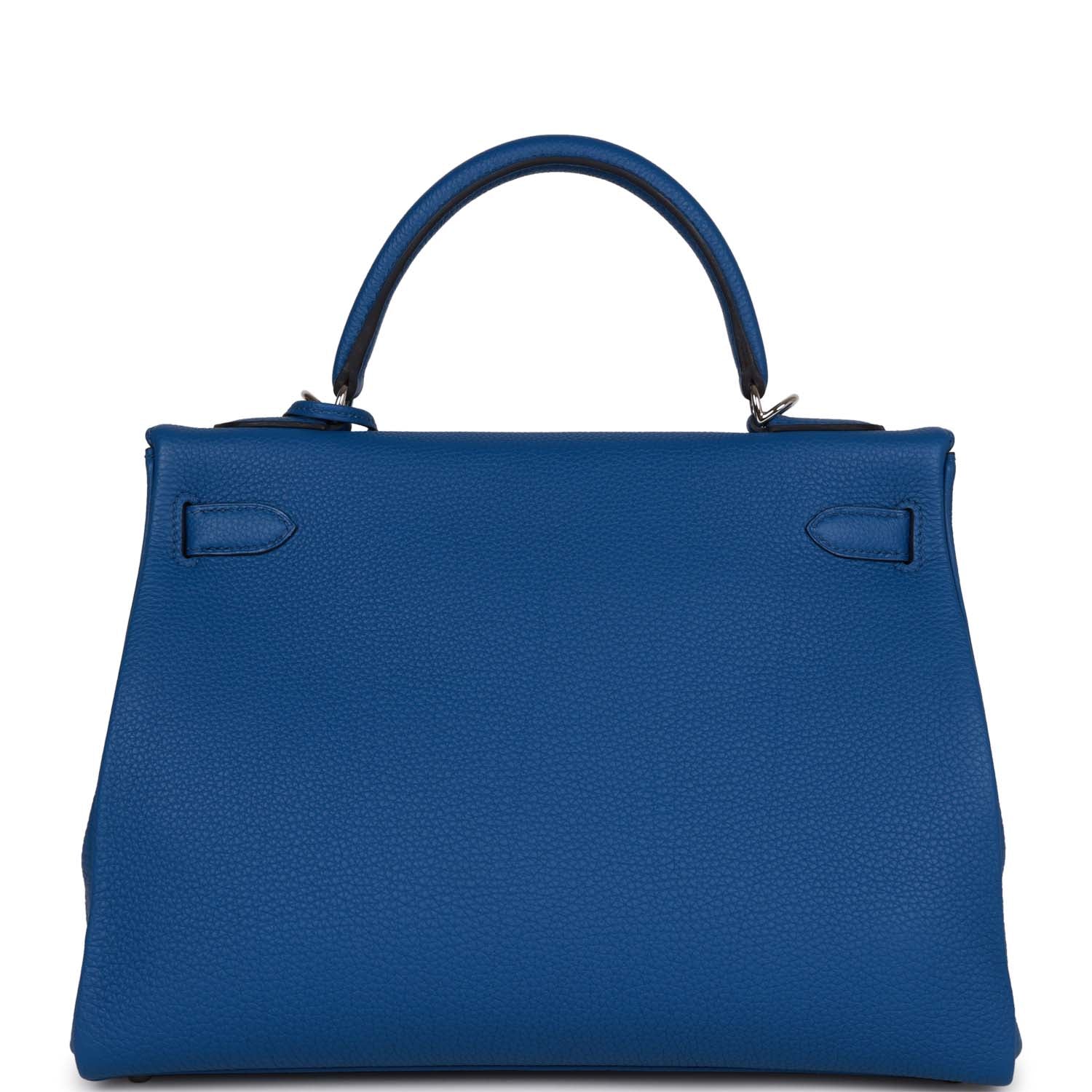 Hermes Kelly Retourne 32 Bleu France Togo Palladium Hardware – Madison ...