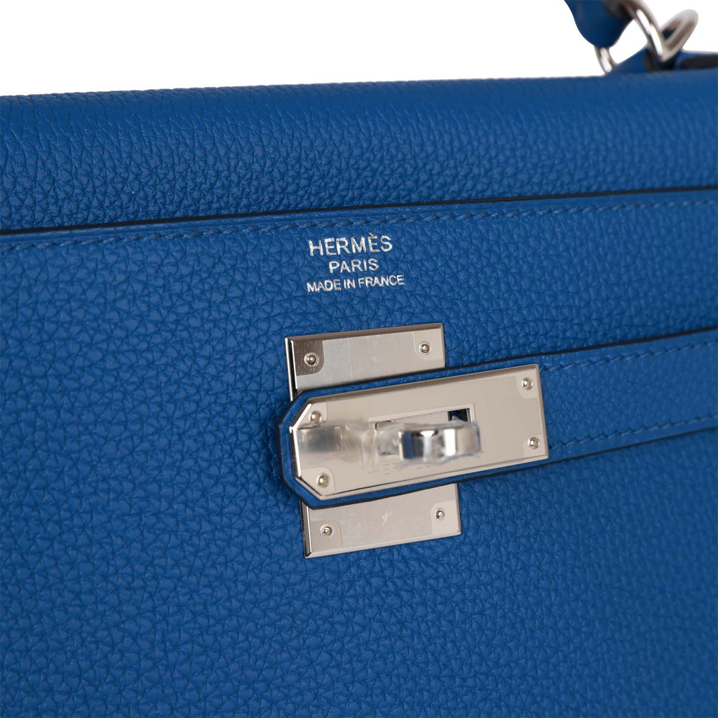 Hermes Kelly 32cm Blue Atoll Togo leather Palladium Hardware